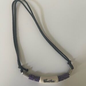 COPY - Vintage Name Necklace Sliding knot adjustable clay bead handmade choker …